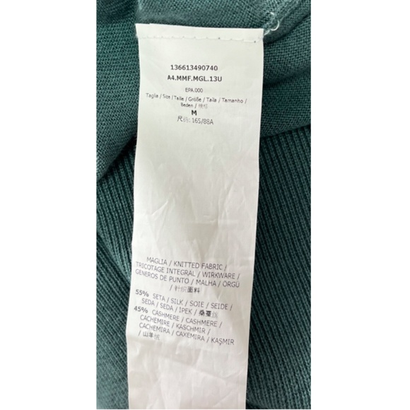 Max Mara Blue Short Sleeve Silk/Cashmere Hi-Low Sweater sz M - Picture 6 of 6